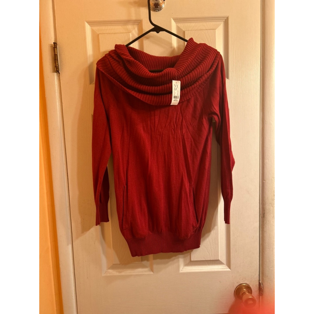 Women's NY & C Sweater, Red, Size M